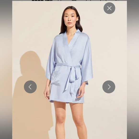 Eberjey INEZ WASHABLE SILK SHORT ROBE XL NWT - Picture 1 of 7